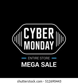 Cyber Monday sale inscription design template. Cyber Monday banner. Cyber Monday Sale Poster. Cyber Monday Calligraphic Advertising Poster design. Sale Discount Banner Label style. Vector illustration