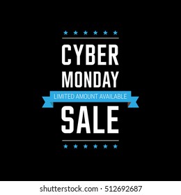 Cyber Monday sale inscription design template. Cyber Monday banner. Cyber Monday Sale Poster. Cyber Monday Calligraphic Advertising Poster design. Sale Discount Banner Label style. Vector illustration