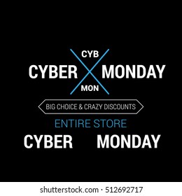 Cyber Monday sale inscription design template. Cyber Monday banner. Cyber Monday Sale Poster. Cyber Monday Calligraphic Advertising Poster design. Sale Discount Banner Label style. Vector illustration