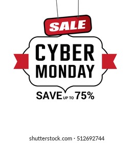 Cyber Monday sale inscription design template. Cyber Monday banner. Cyber Monday Sale Poster. Cyber Monday Calligraphic Advertising Poster design. Sale Discount Banner Label style. Vector illustration