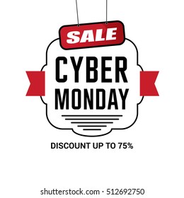 Cyber Monday sale inscription design template. Cyber Monday banner. Cyber Monday Sale Poster. Cyber Monday Calligraphic Advertising Poster design. Sale Discount Banner Label style. Vector illustration