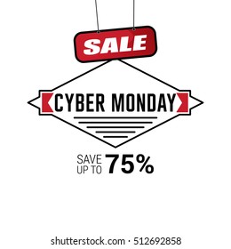 Cyber Monday sale inscription design template. Cyber Monday banner. Cyber Monday Sale Poster. Cyber Monday Calligraphic Advertising Poster design. Sale Discount Banner Label style. Vector illustration