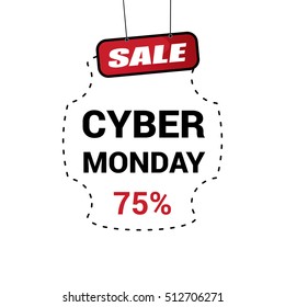 Cyber Monday sale inscription design template. Cyber Monday banner. Cyber Monday Sale Poster. Cyber Monday Calligraphic Advertising Poster design. Sale Discount Banner Label style. Vector illustration