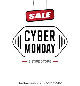 Cyber Monday sale inscription design template. Cyber Monday banner. Cyber Monday Sale Poster. Cyber Monday Calligraphic Advertising Poster design. Sale Discount Banner Label style. Vector illustration