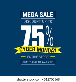 Cyber Monday sale inscription design template. Cyber Monday banner. Cyber Monday Sale Poster. Cyber Monday Calligraphic Advertising Poster design. Sale Discount Banner Label style. Vector illustration