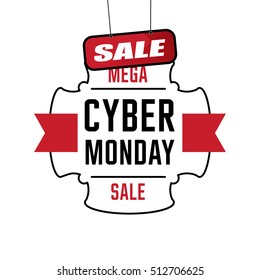 Cyber Monday sale inscription design template. Cyber Monday banner. Cyber Monday Sale Poster. Cyber Monday Calligraphic Advertising Poster design. Sale Discount Banner Label style. Vector illustration