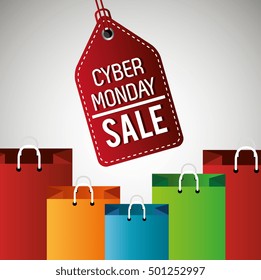 cyber monday sale label with bag