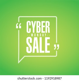 Cyber Monday Sale line quote message concept isolated over a green background