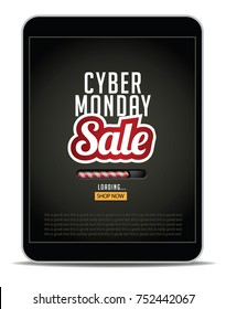 Cyber Monday Sale loading electronic notebook background. EPS 10 vector.