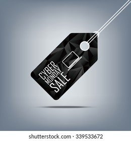 Cyber monday sale low poly vector background banner. Laptop icon with text message. Eps10 vector illustration.