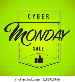 Cyber Monday Sale modern stamp message design isolated over a green background