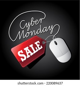 Cyber Monday sale mouse and tag EPS10 vector