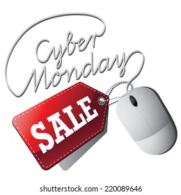 Cyber Monday sale mouse and tag EPS10 vector