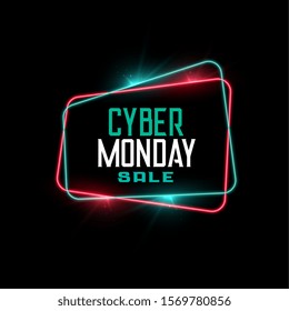 cyber monday sale in neon frame style background