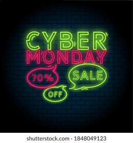 Cyber Monday sale neon green and pink poster