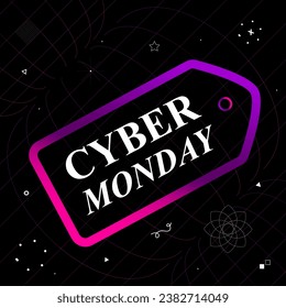 Cyber Monday sale neon sign poster banner background promotion design