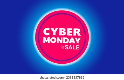 Cyber Monday Sale Online Shopping Concept with Digital Devices, Shopping Bag, and Discounts banner. Vector template for background, banner, card, poster design.
