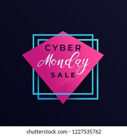 cyber monday sale poster, banner design, vector