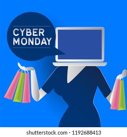 cyber monday sale poster for business discount or promotion. vector illustration