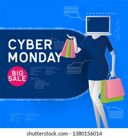 cyber monday sale poster for business discount or promotion. vector illustration