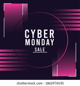 cyber monday sale poster with circular frame vector illustration design