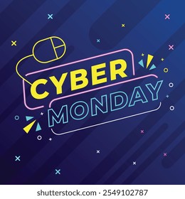 Cyber Monday Sale poster design. Abstract Cyber Monday banner design illustration. Cyber Monday Typography post design, Sale Banner, Sale Header, Advertisment Post design, vector illustration