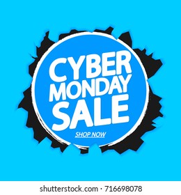 Cyber Monday Sale, poster design template, vector illustration