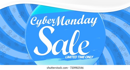 Cyber Monday Sale, poster design template, vector illustration