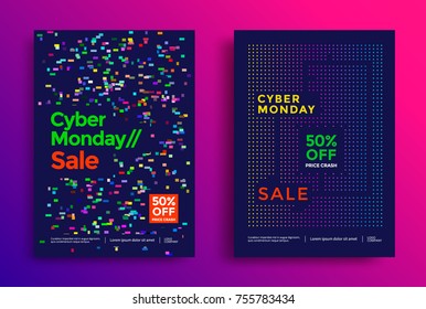 Cyber monday sale poster design. Vector template
