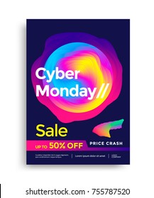 Cyber monday sale poster design. Vector template