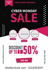 cyber Monday sale poster flyer or social media post template design