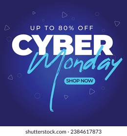 Cyber Monday Sale Poster isloated on blue gradient background. 