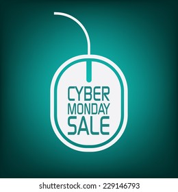 Cyber monday sale poster with mouse on green background for advertisement. Eps10 vector illustration
