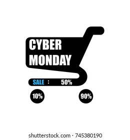 Cyber Monday Sale. Sale poster with shopping cart