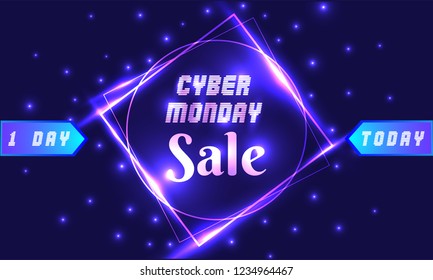 Cyber Monday Sale poster or template design for advertising concept.