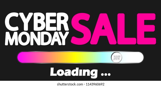 Cyber Monday Sale, progress loading bar design template, vector illustration