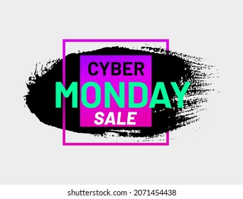 Cyber Monday sale promotional web banner template design. Special advertisement offer grunge texture background. Online store, shop promotional poster, banner vector illustration