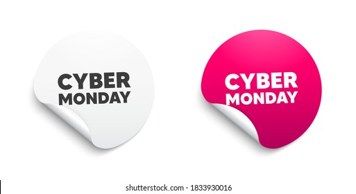 Cyber Monday Sale. Round Sticker With Offer Message. Special Offer Price Sign. Advertising Discounts Symbol. Circle Sticker Mockup Banner. Cyber Monday Badge Shape. Adhesive Offer Paper Banner. Vector