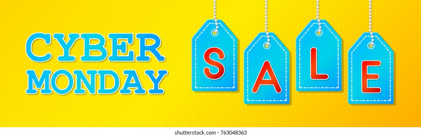 Cyber Monday Sale - shiny banner. Vector.