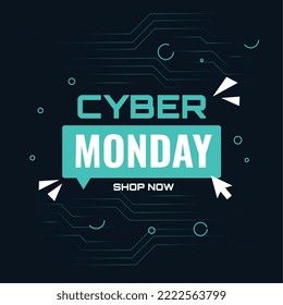 Cyber monday sale shop now tech background 