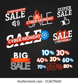 Cyber Monday Sale Shopping Logo Collection. Vector Illustration
