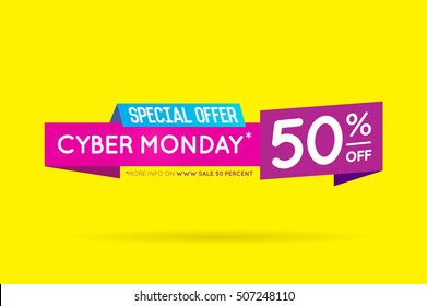 Cyber Monday Sale Sign Banner Poster bereit für Web und Print. Vektorgrafik. Super, Mega, riesiger Verkauf mit Sonderangebot