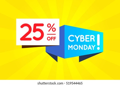 Cyber Monday Sale Sign Banner Poster bereit für Web und Print. Vektorgrafik. Super, Mega, riesiger Verkauf mit Sonderangebot