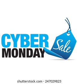 Cyber Monday Sale Sign With Blue Price Tag