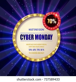 Cyber Monday Sale sign template. Promotional banner design. Label Cyber Monday Sale. Vector illustration