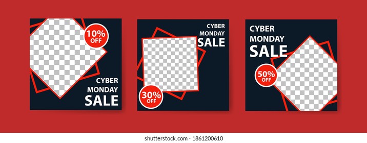Cyber Monday Sale. Social media post templates for digital marketing and sales promotion on Cyber Monday. Offer social media banners. vector photo frame mockup illustration