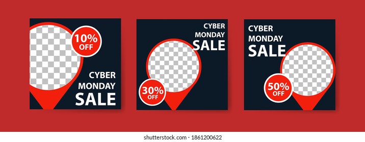 Cyber Monday Sale. Social media post templates for digital marketing and sales promotion on Cyber Monday. Offer social media banners. vector photo frame mockup illustration