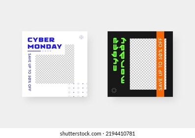 Cyber Monday sale. Cyber Monday social media post. Trendy editable social media post template. Vector illustration.