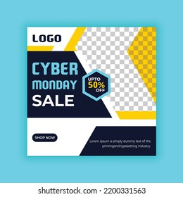 Cyber Monday Sale. Social media post templates for business promotion on Cyber Monday. Offer social media banners.
