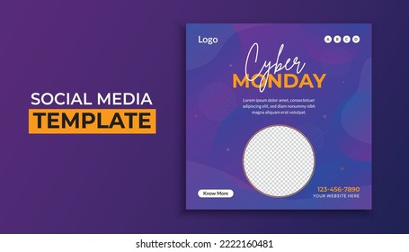 Cyber monday sale social media post template